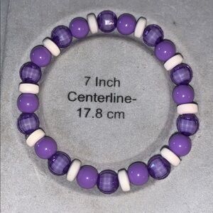 Purple and White Beaded stretch Bracelet